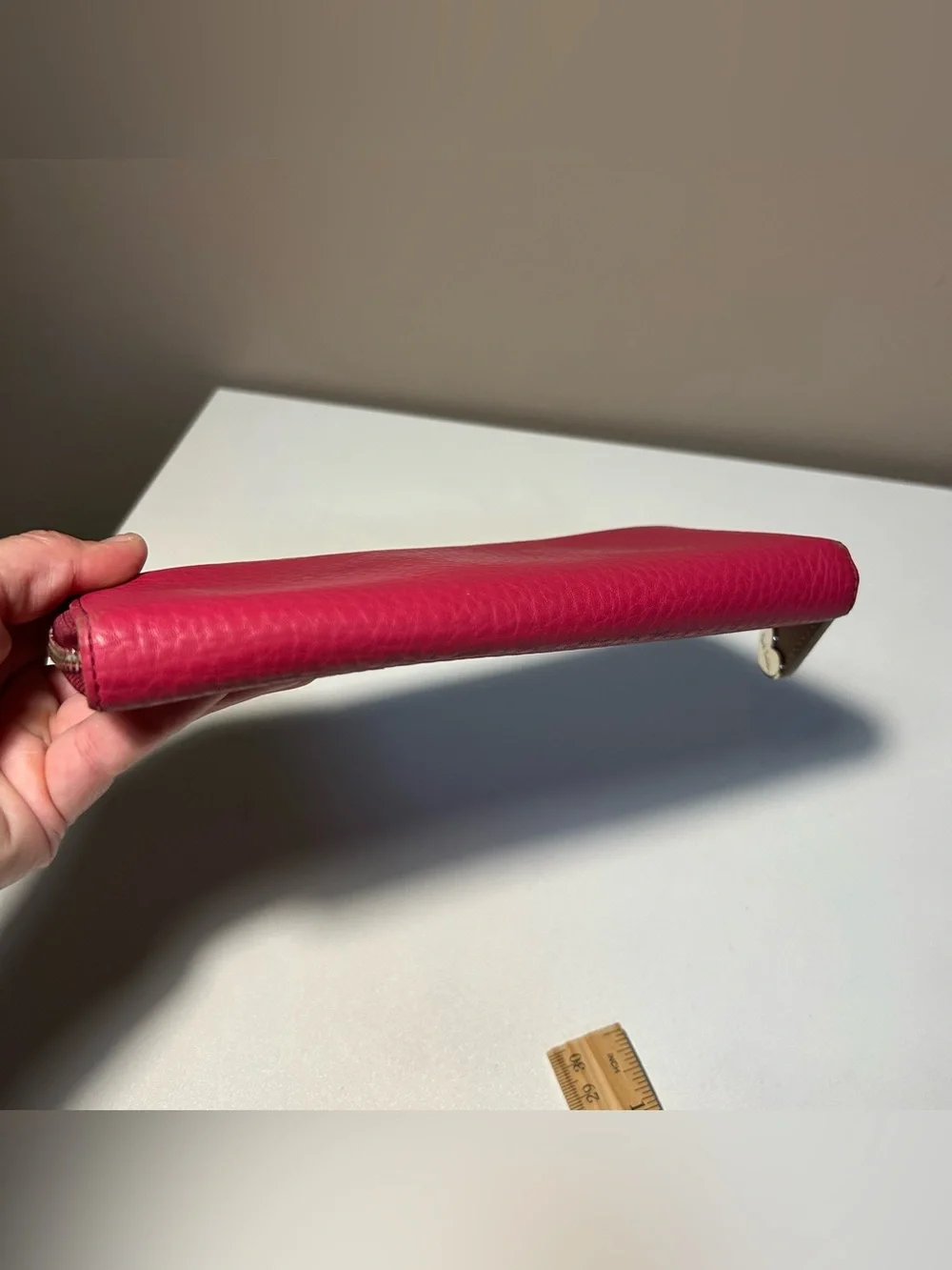 Paul Smith Fuchsia Pebbled Leather Zip Around Wallet
